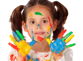 girl with paint on hands